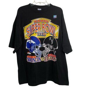 Vintage Superbowl XXXIII Denver vs Atlanta 1999 Graphic T-Shirt Size XL Black